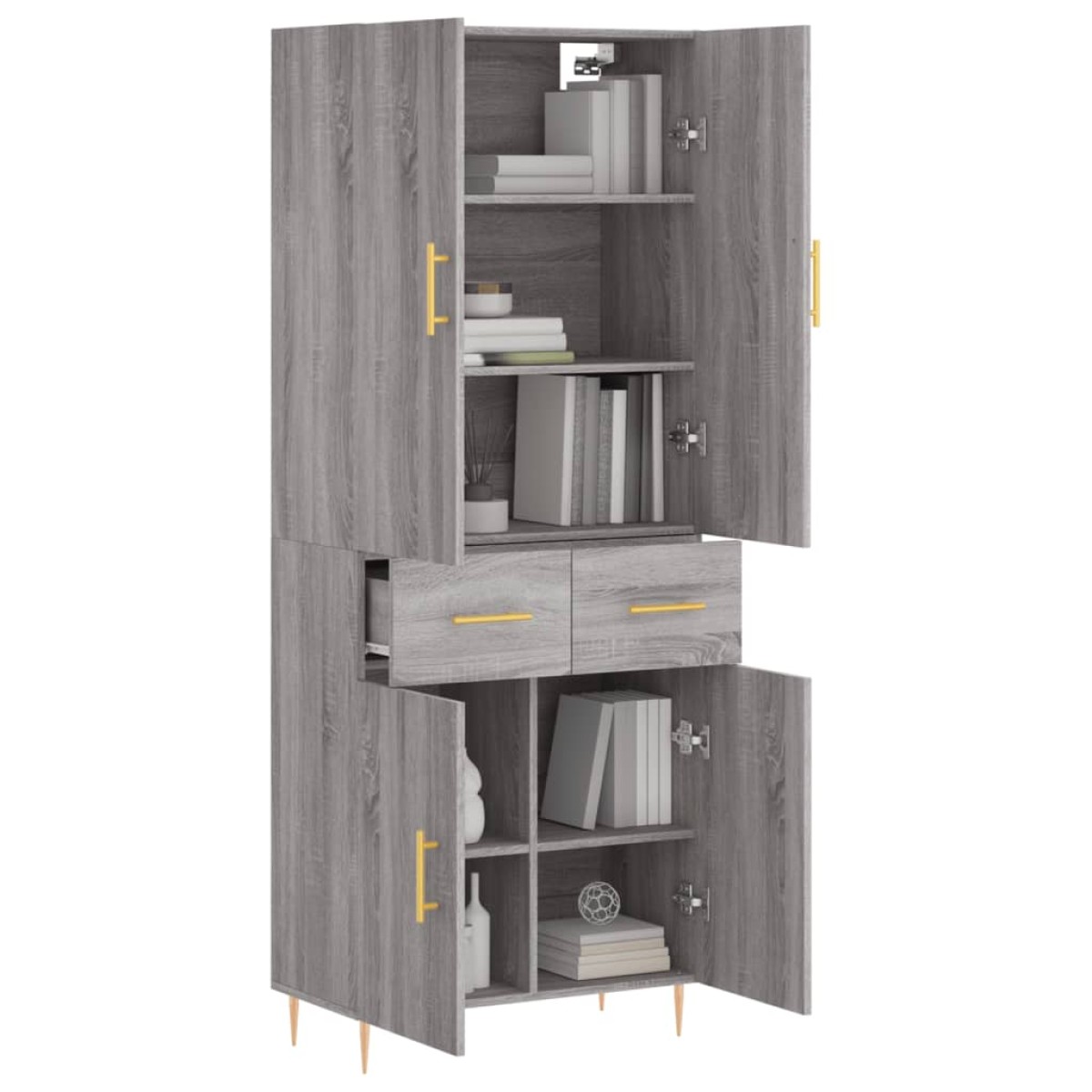 vidaXL Ντουλάπι Γκρι Sonoma 69,5 x 34 x 180 εκ. Επεξεργασμένο Ξύλο