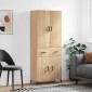 vidaXL Ντουλάπι Sonoma δρυς 69,5 x 34 x 180 εκ. από Επεξεργασμένο Ξύλο