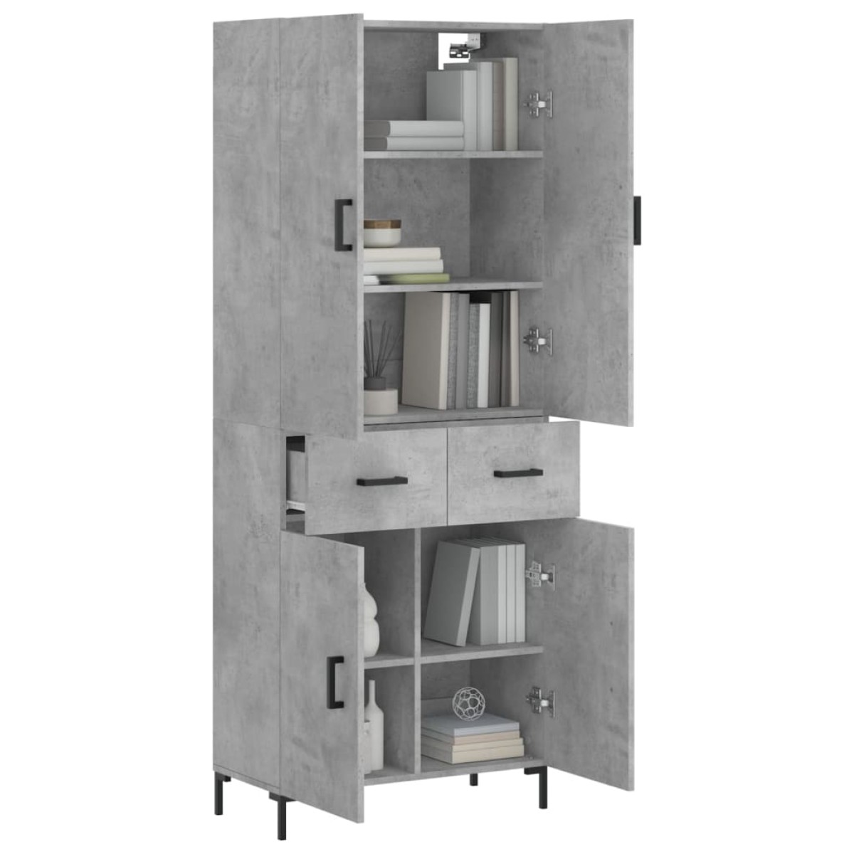 vidaXL Ντουλάπι Γκρι Σκυροδέματος 69,5x34x180 εκ. Επεξεργασμένο Ξύλο