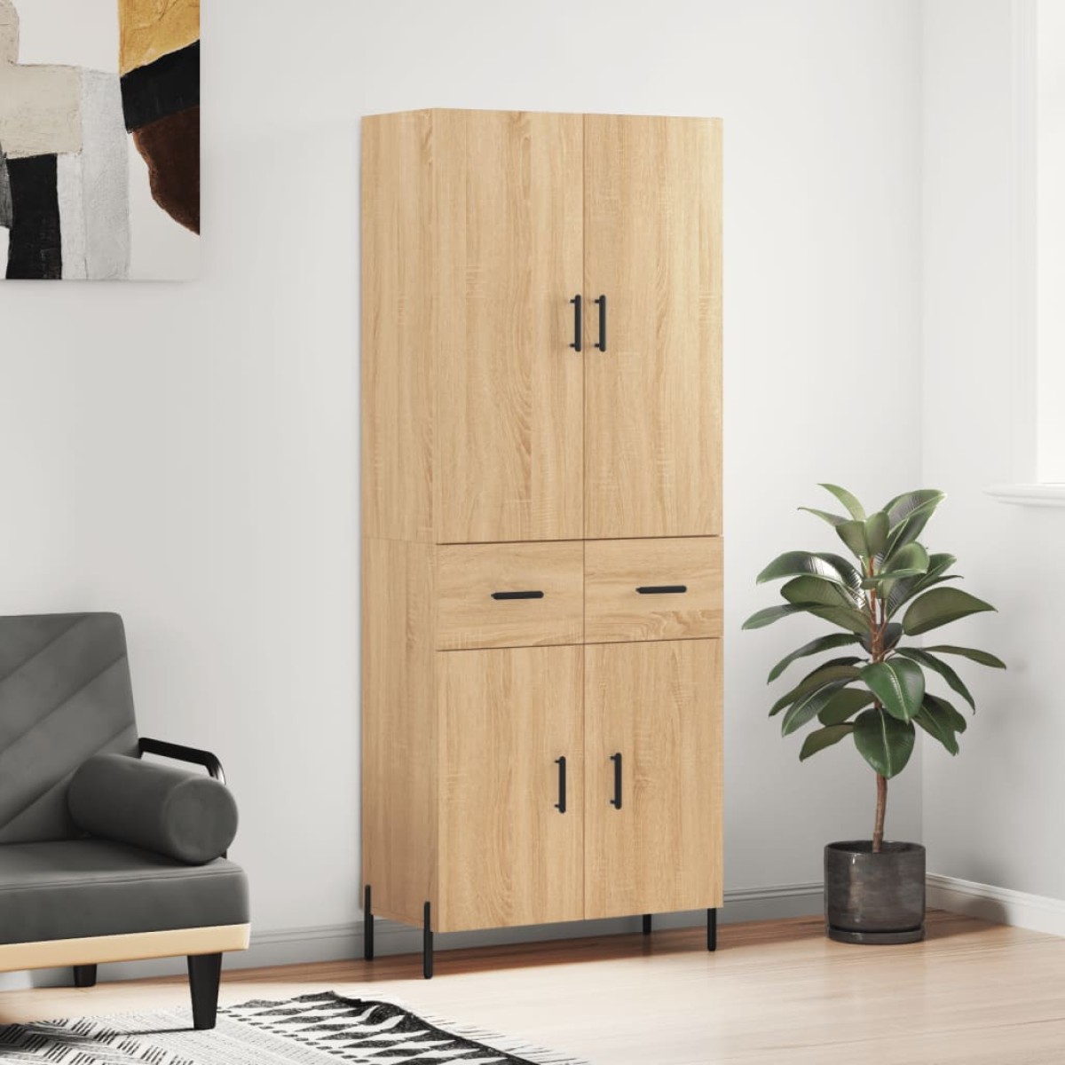 vidaXL Ντουλάπι Sonoma δρυς 69,5 x 34 x 180 εκ. από Επεξεργασμένο Ξύλο