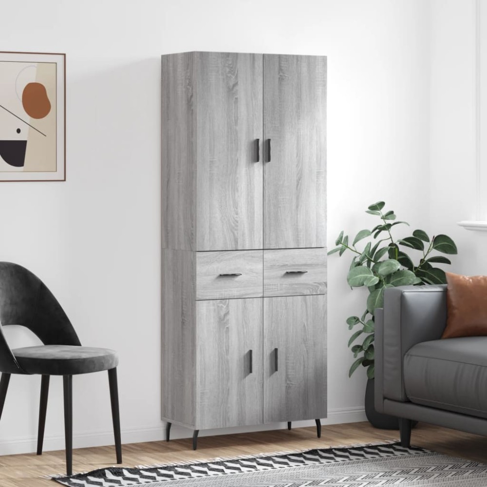 vidaXL Ντουλάπι Γκρι Sonoma 69,5 x 34 x 180 εκ. Επεξεργασμένο Ξύλο