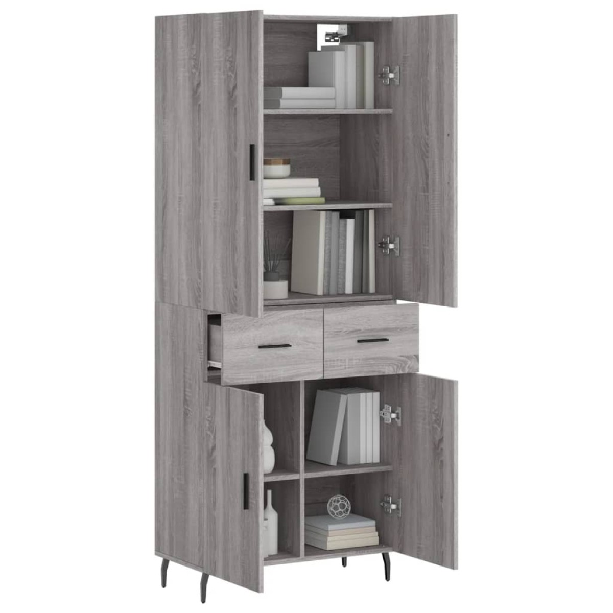 vidaXL Ντουλάπι Γκρι Sonoma 69,5 x 34 x 180 εκ. Επεξεργασμένο Ξύλο