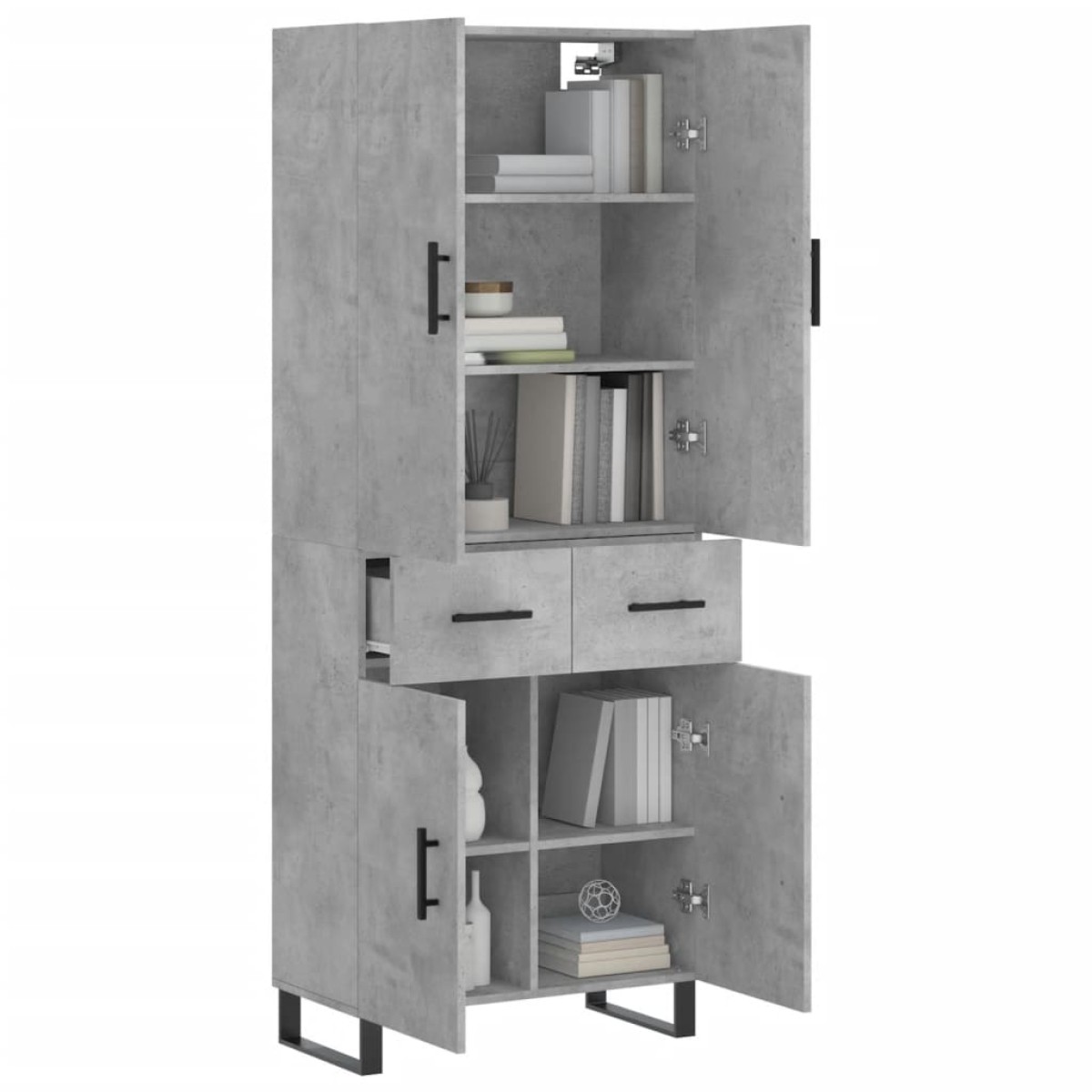 vidaXL Ντουλάπι Γκρι Σκυροδέματος 69,5x34x180 εκ. Επεξεργασμένο Ξύλο