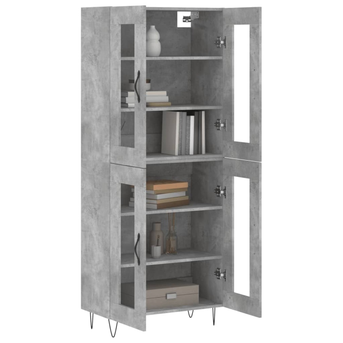 vidaXL Ντουλάπι Γκρι Σκυροδέματος 69,5x34x180 εκ. Επεξεργασμένο Ξύλο