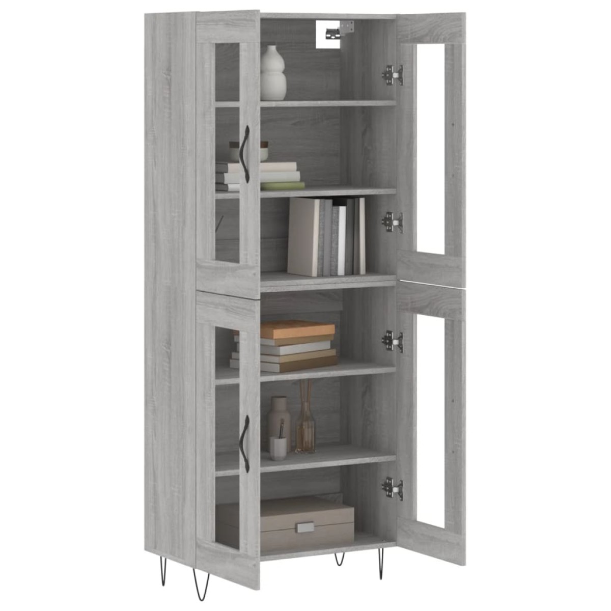 vidaXL Ντουλάπι Γκρι Sonoma 69,5 x 34 x 180 εκ. Επεξεργασμένο Ξύλο