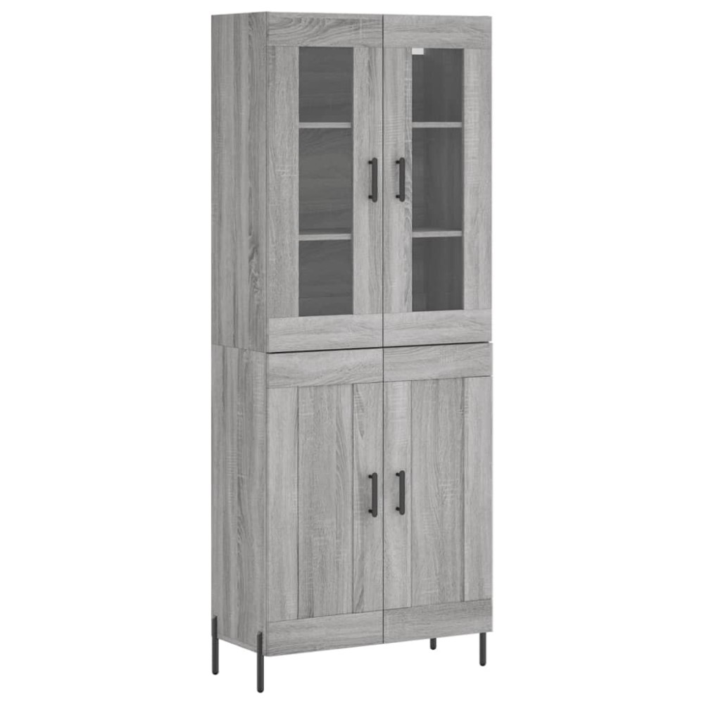 vidaXL Ντουλάπι Γκρι Sonoma 69,5 x 34 x 180 εκ. Επεξεργασμένο Ξύλο