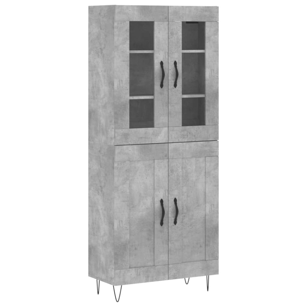 vidaXL Ντουλάπι Γκρι Σκυροδέματος 69,5x34x180 εκ. Επεξεργασμένο Ξύλο