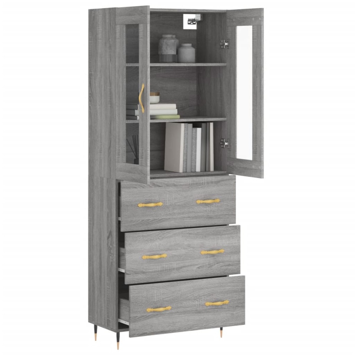 vidaXL Ντουλάπι Γκρι Sonoma 69,5 x 34 x 180 εκ. Επεξεργασμένο Ξύλο