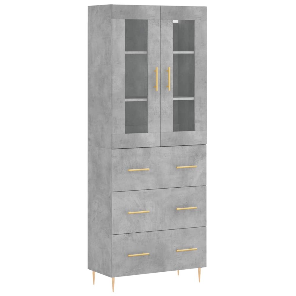 vidaXL Ντουλάπι Γκρι Σκυροδέματος 69,5x34x180 εκ. Επεξεργασμένο Ξύλο