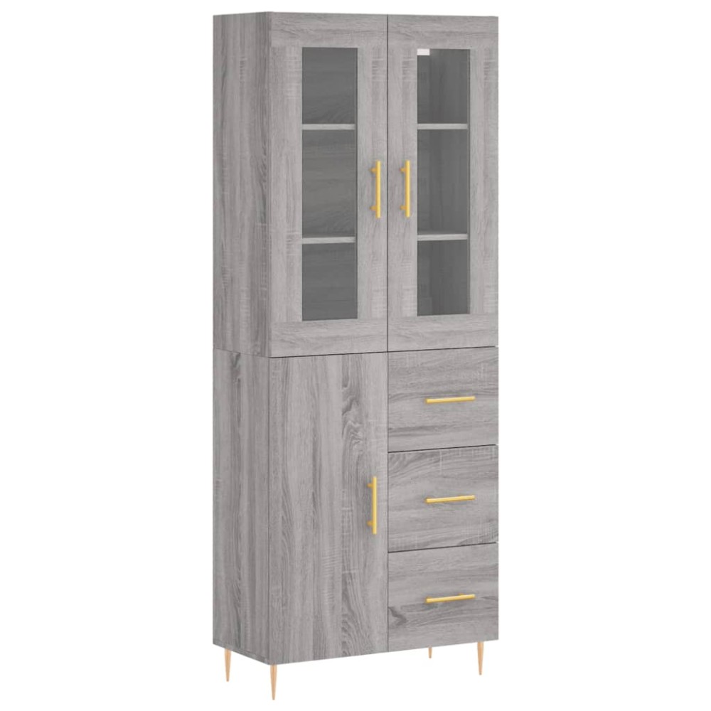 vidaXL Ντουλάπι Γκρι Sonoma 69,5 x 34 x 180 εκ. Επεξεργασμένο Ξύλο