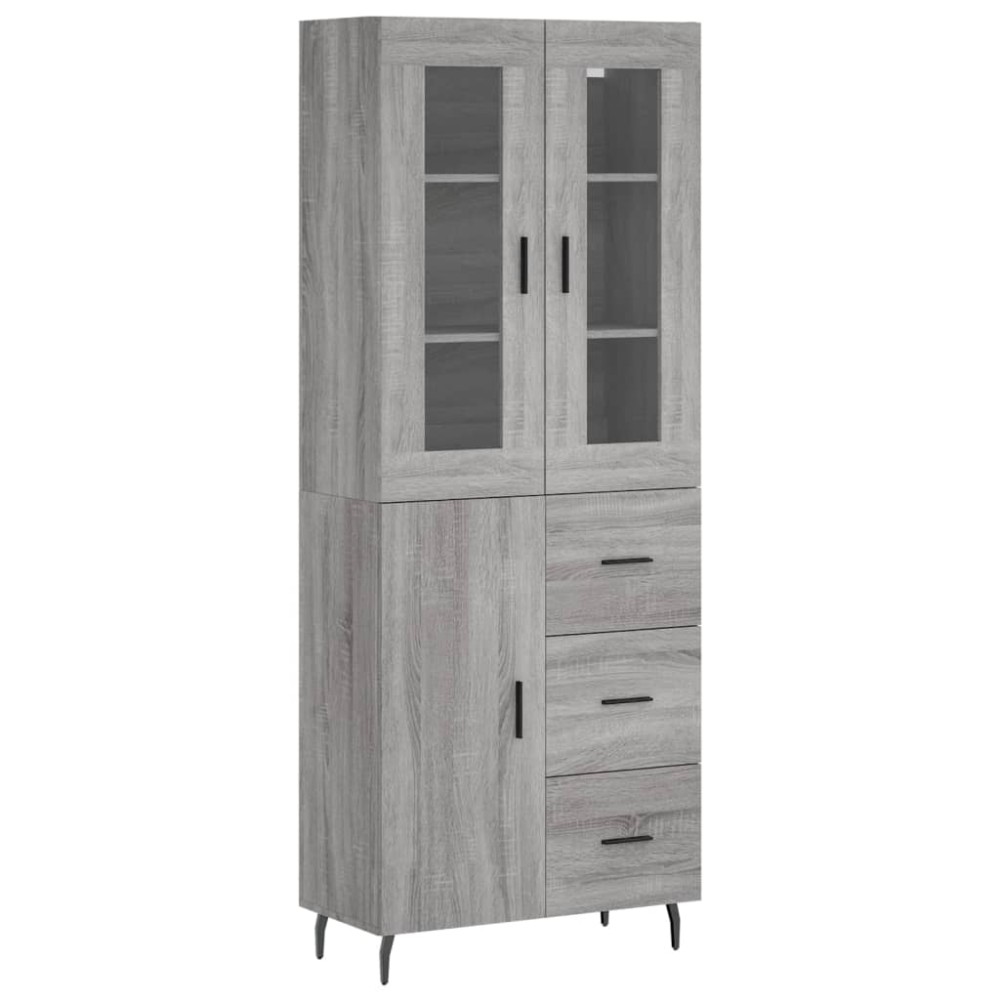 vidaXL Ντουλάπι Γκρι Sonoma 69,5 x 34 x 180 εκ. Επεξεργασμένο Ξύλο