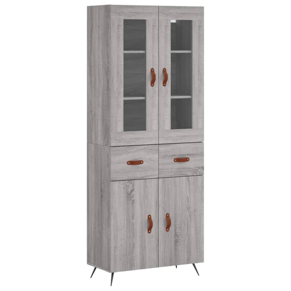 vidaXL Ντουλάπι Γκρι Sonoma 69,5 x 34 x 180 εκ. Επεξεργασμένο Ξύλο