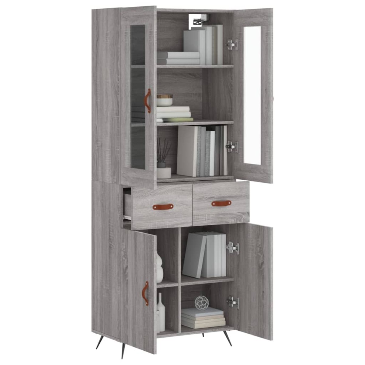 vidaXL Ντουλάπι Γκρι Sonoma 69,5 x 34 x 180 εκ. Επεξεργασμένο Ξύλο