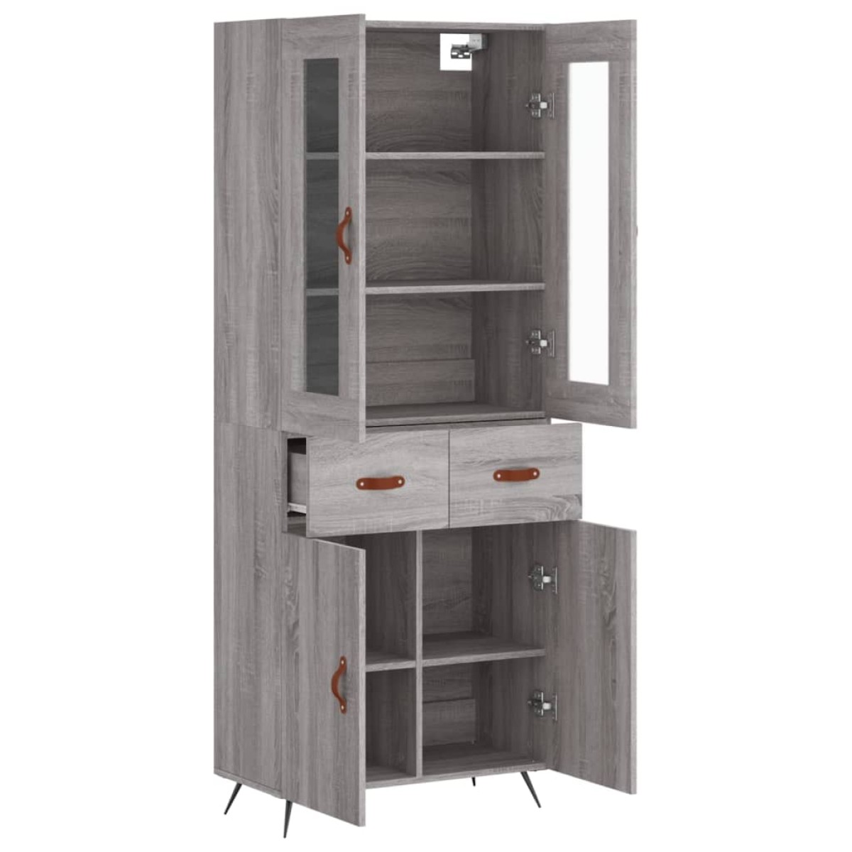 vidaXL Ντουλάπι Γκρι Sonoma 69,5 x 34 x 180 εκ. Επεξεργασμένο Ξύλο