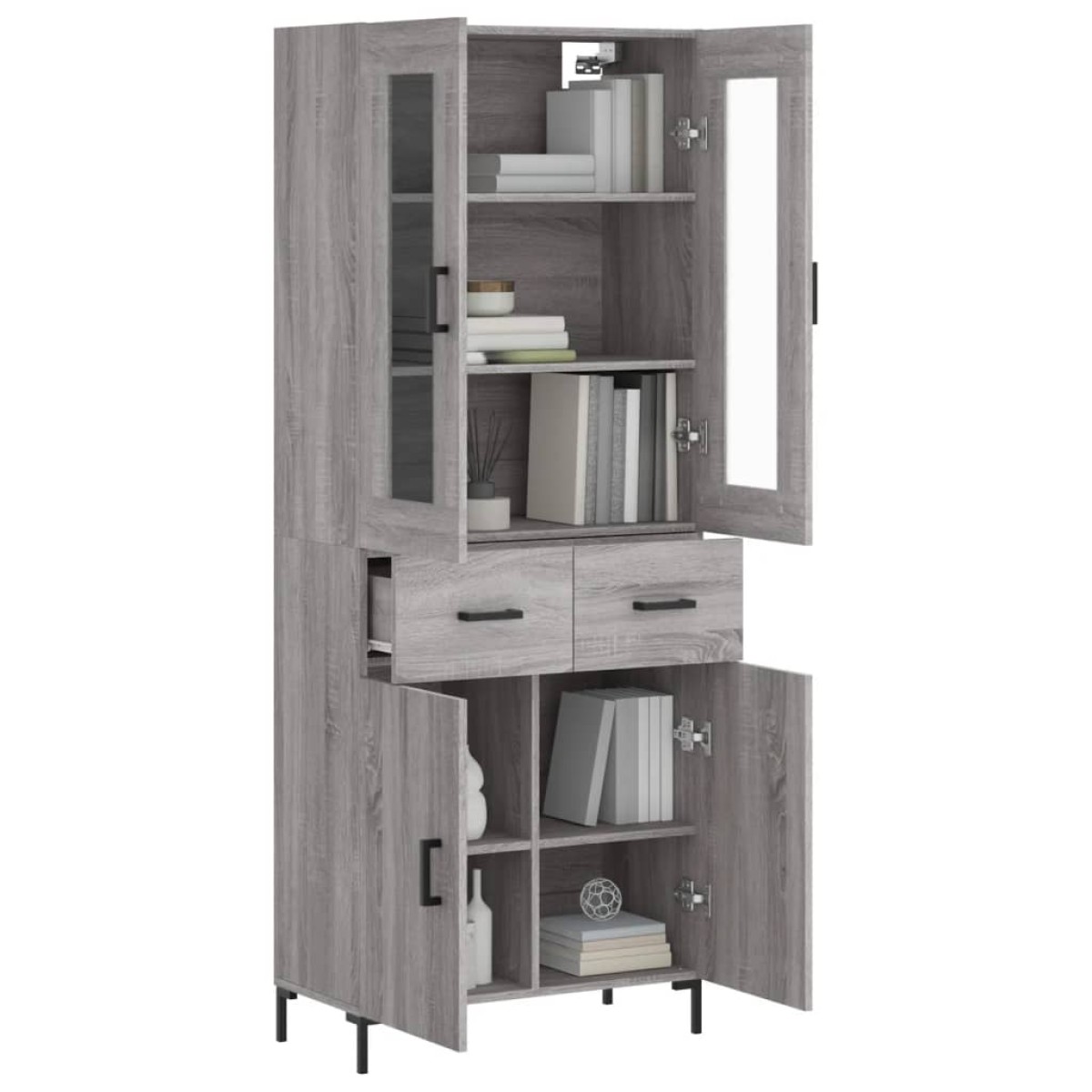 vidaXL Ντουλάπι Γκρι Sonoma 69,5 x 34 x 180 εκ. Επεξεργασμένο Ξύλο