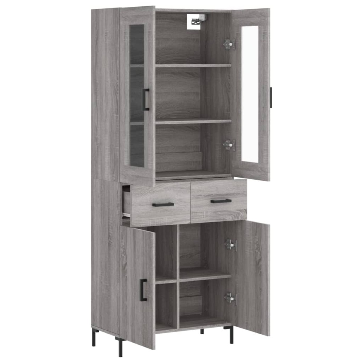 vidaXL Ντουλάπι Γκρι Sonoma 69,5 x 34 x 180 εκ. Επεξεργασμένο Ξύλο