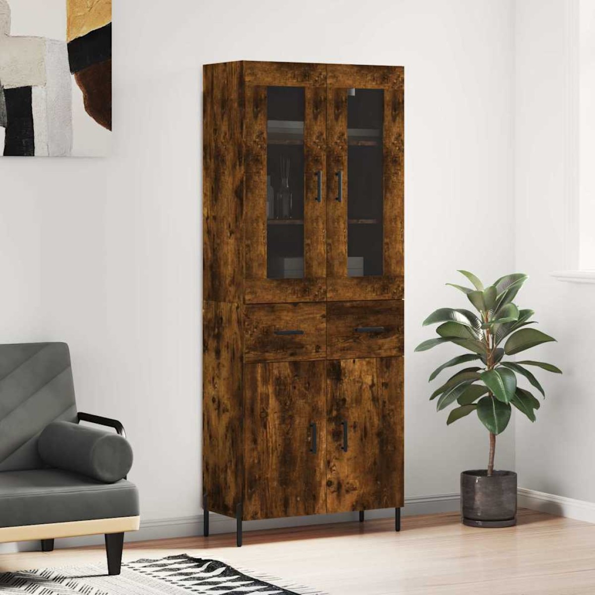 vidaXL Ντουλάπι Καπνιστή Δρυς 69,5x34x180 εκ. από Επεξεργασμένο Ξύλο