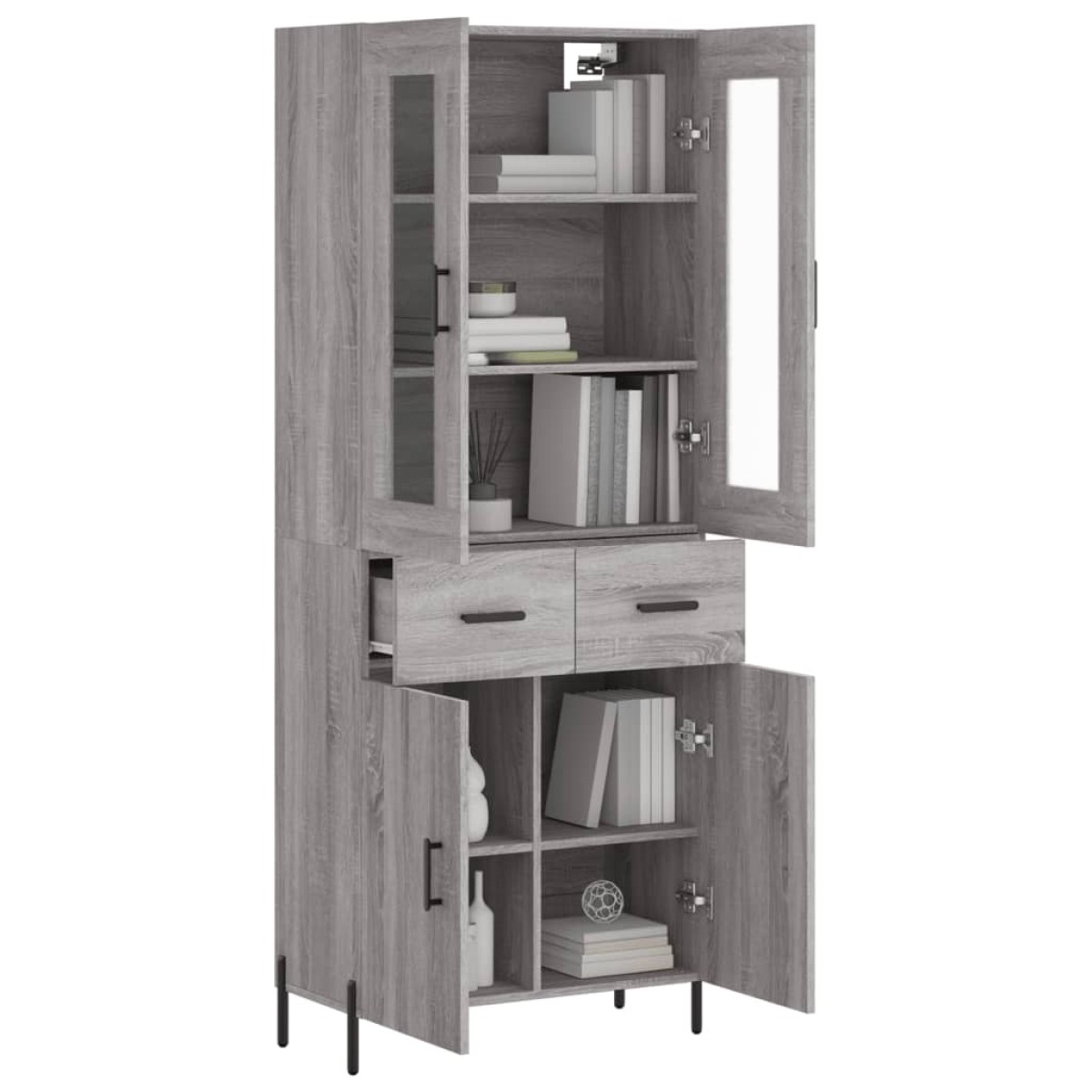 vidaXL Ντουλάπι Γκρι Sonoma 69,5 x 34 x 180 εκ. Επεξεργασμένο Ξύλο