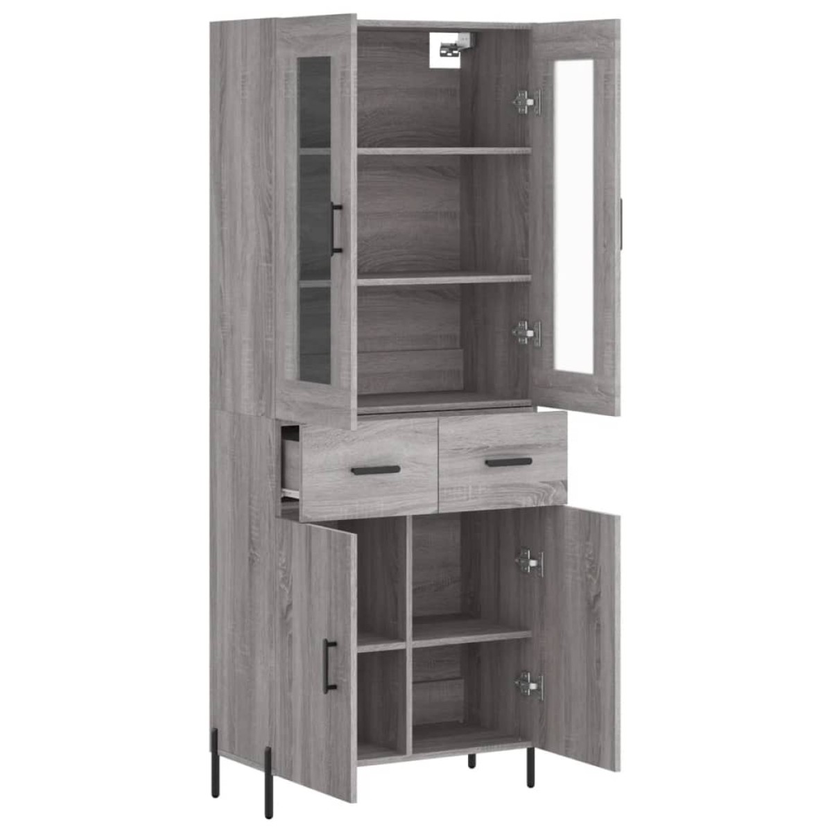 vidaXL Ντουλάπι Γκρι Sonoma 69,5 x 34 x 180 εκ. Επεξεργασμένο Ξύλο