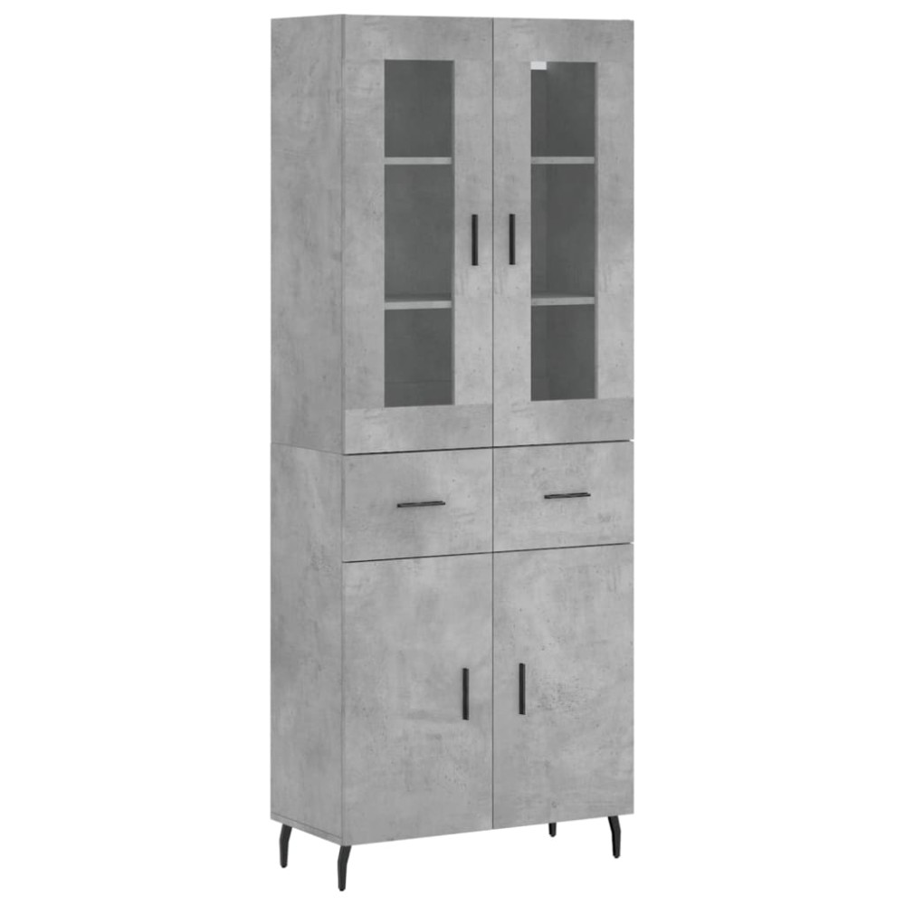 vidaXL Ντουλάπι Γκρι Σκυροδέματος 69,5x34x180 εκ. Επεξεργασμένο Ξύλο