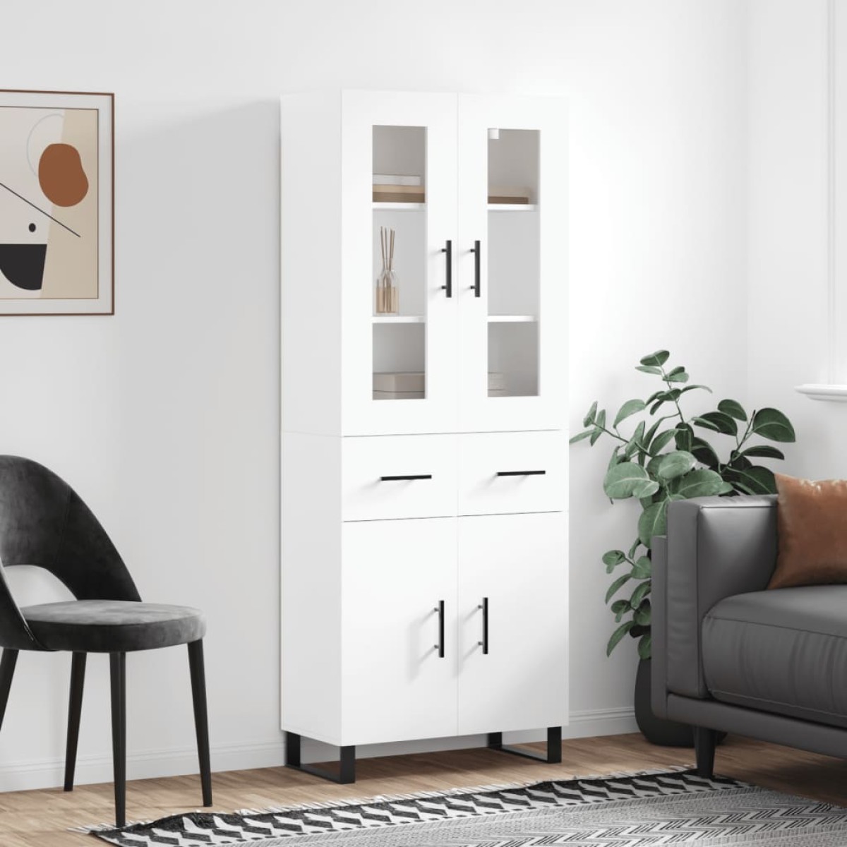 vidaXL Ντουλάπι Λευκό 69,5x34x180 εκ. από Επεξεργασμένο Ξύλο