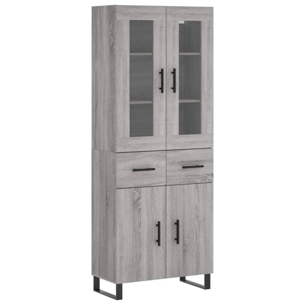 vidaXL Ντουλάπι Γκρι Sonoma 69,5 x 34 x 180 εκ. Επεξεργασμένο Ξύλο