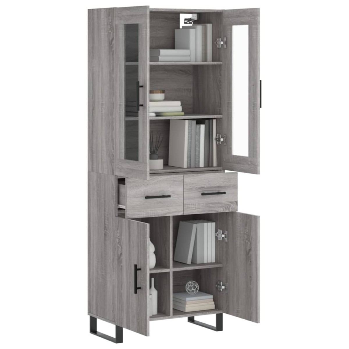 vidaXL Ντουλάπι Γκρι Sonoma 69,5 x 34 x 180 εκ. Επεξεργασμένο Ξύλο