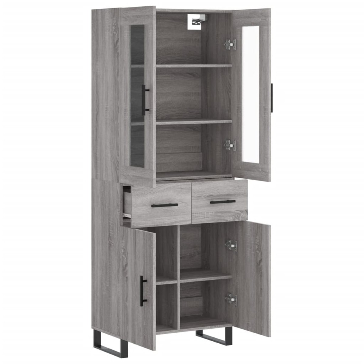 vidaXL Ντουλάπι Γκρι Sonoma 69,5 x 34 x 180 εκ. Επεξεργασμένο Ξύλο