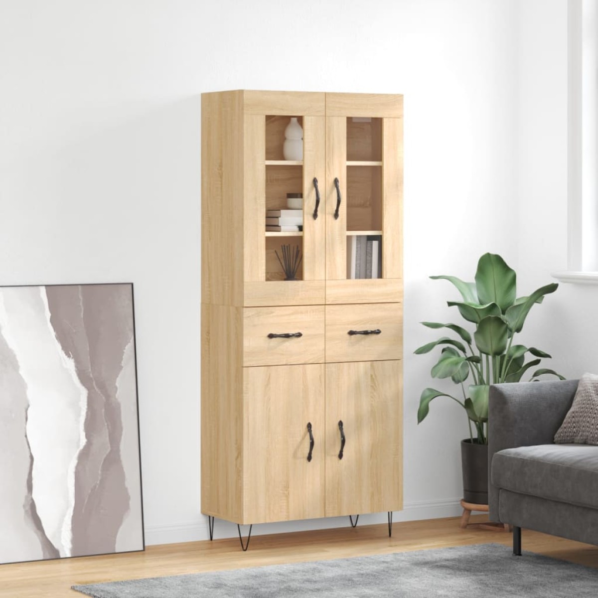 vidaXL Ντουλάπι Sonoma δρυς 69,5 x 34 x 180 εκ. από Επεξεργασμένο Ξύλο