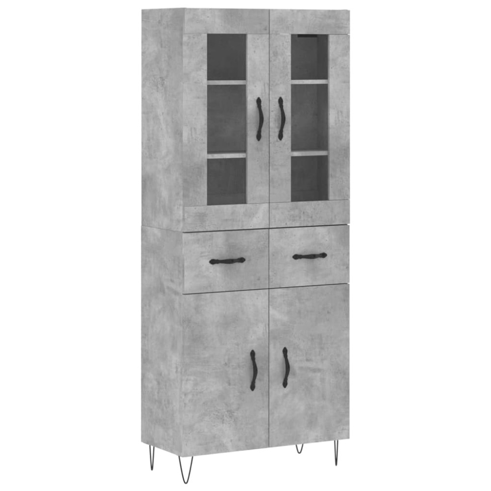 vidaXL Ντουλάπι Γκρι Σκυροδέματος 69,5x34x180 εκ. Επεξεργασμένο Ξύλο