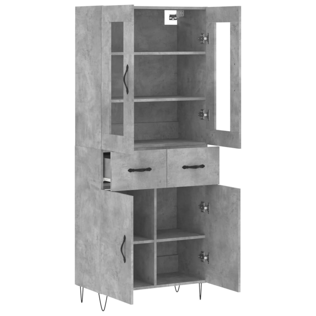 vidaXL Ντουλάπι Γκρι Σκυροδέματος 69,5x34x180 εκ. Επεξεργασμένο Ξύλο