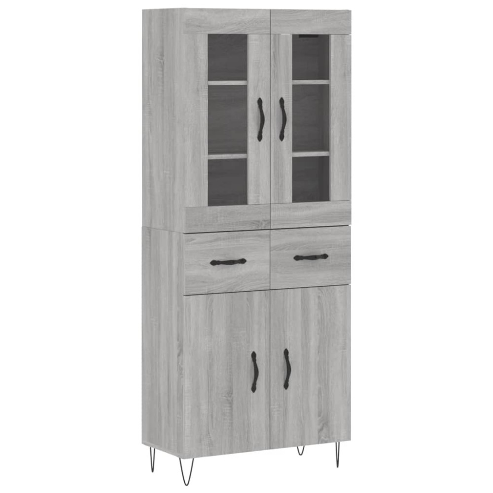 vidaXL Ντουλάπι Γκρι Sonoma 69,5 x 34 x 180 εκ. Επεξεργασμένο Ξύλο