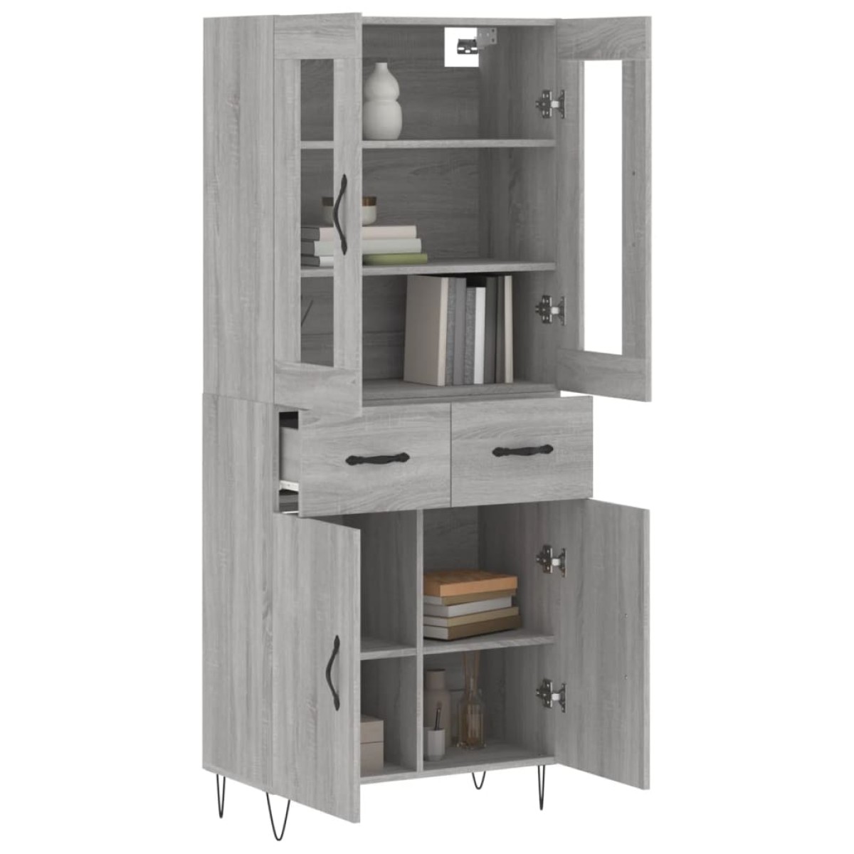 vidaXL Ντουλάπι Γκρι Sonoma 69,5 x 34 x 180 εκ. Επεξεργασμένο Ξύλο