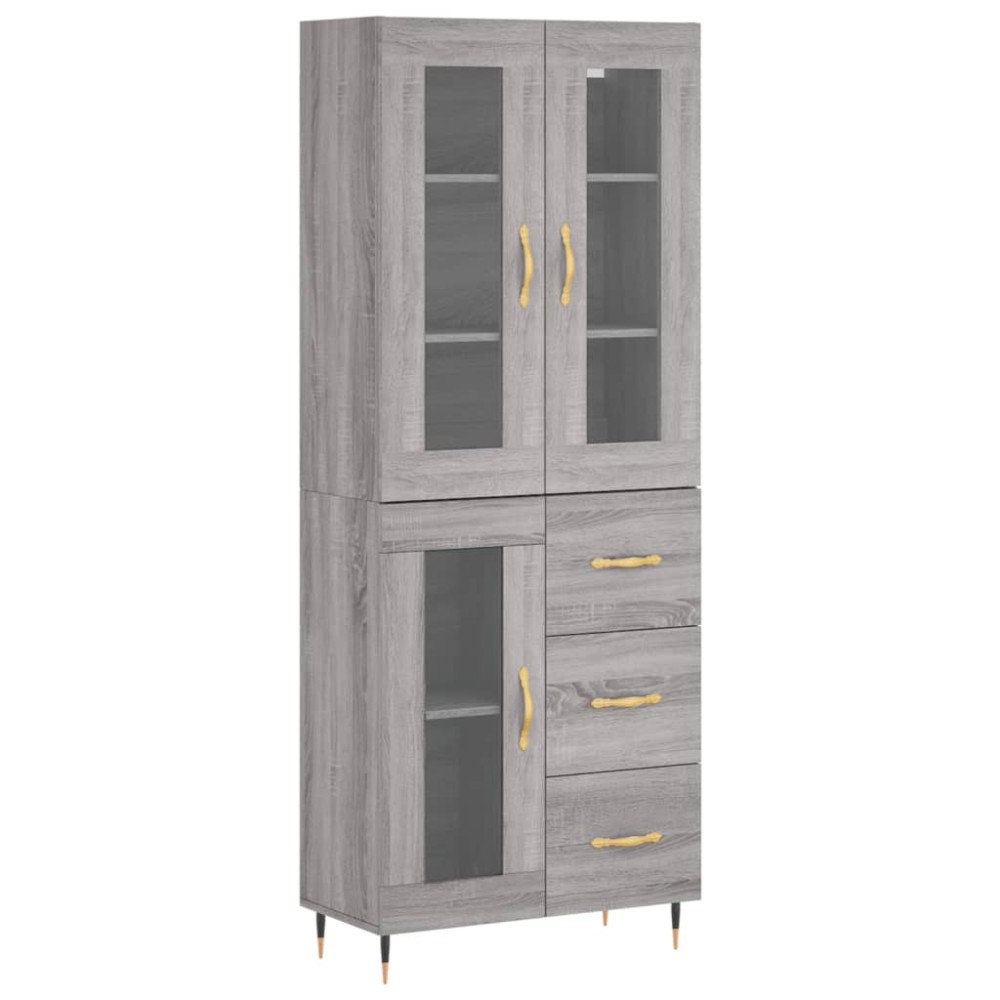 vidaXL Ντουλάπι Γκρι Sonoma 69,5 x 34 x 180 εκ. Επεξεργασμένο Ξύλο
