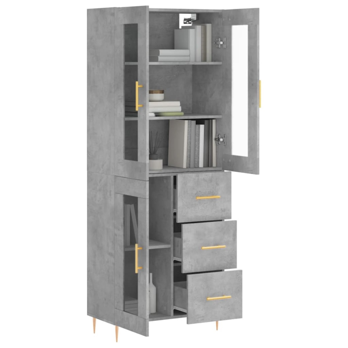 vidaXL Ντουλάπι Γκρι Σκυροδέματος 69,5x34x180 εκ. Επεξεργασμένο Ξύλο