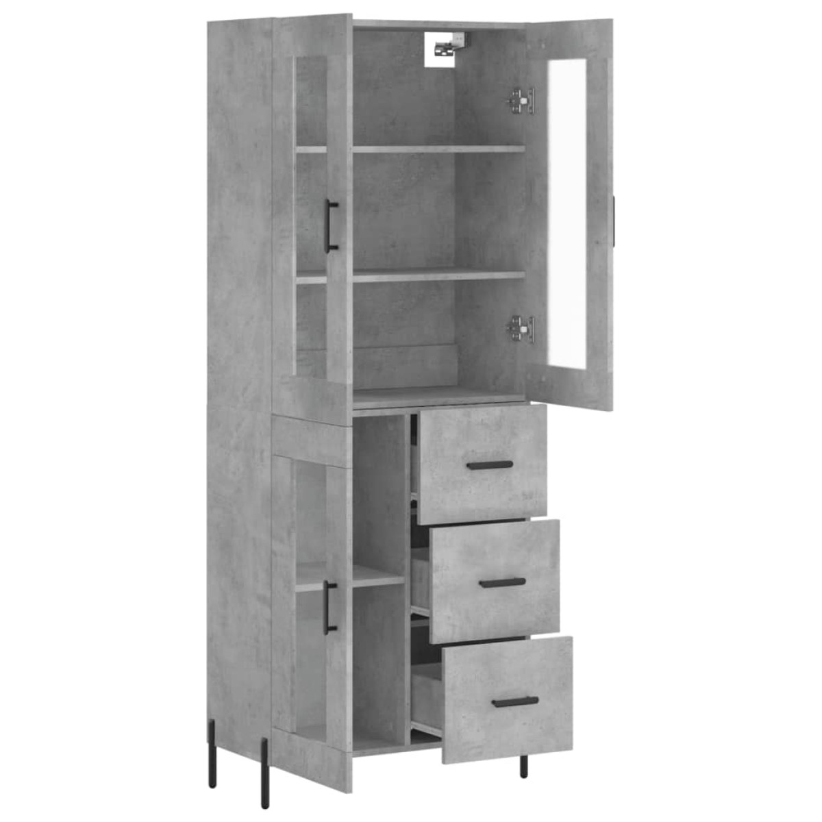 vidaXL Ντουλάπι Γκρι Σκυροδέματος 69,5x34x180 εκ. Επεξεργασμένο Ξύλο