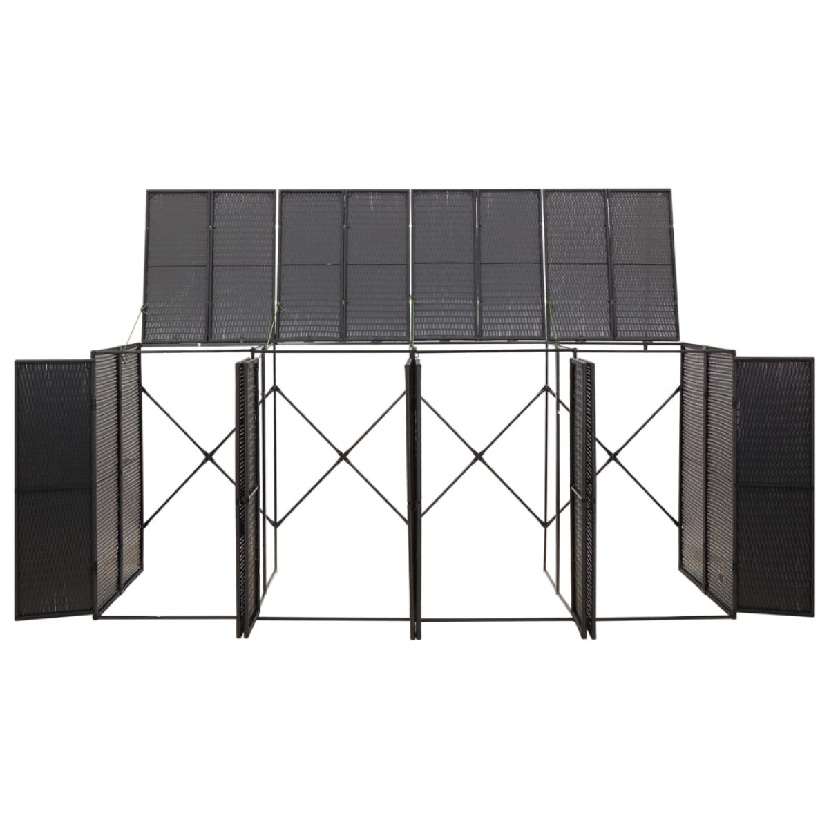vidaXL Πλαίσιο για Κάδο Απορρ. με Ρόδες Μαύρο 274x80x117εκ Συνθ. Ρατάν