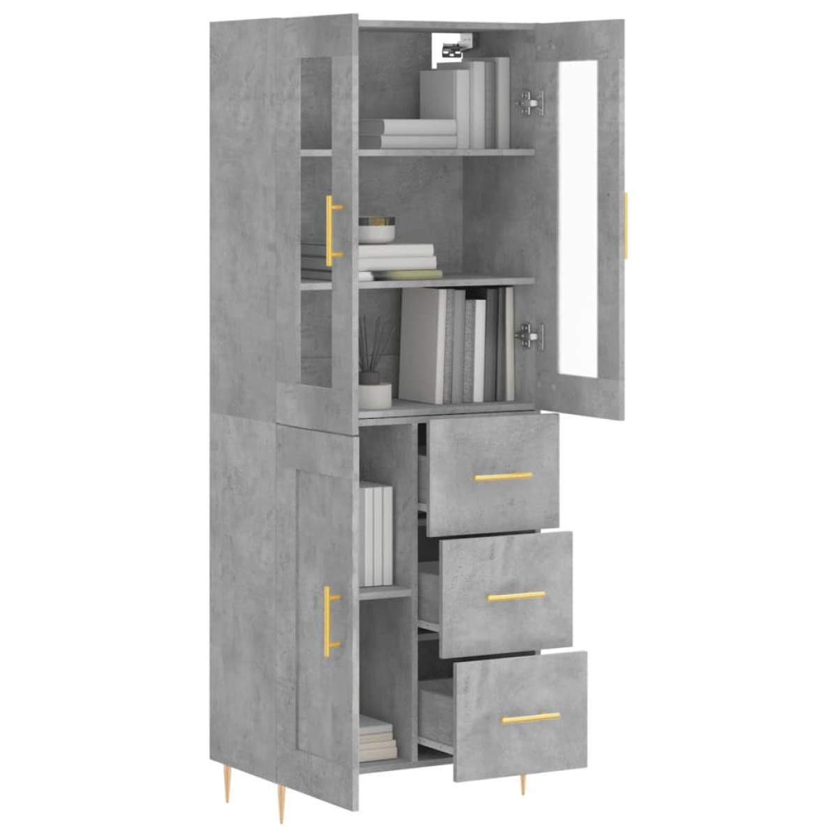 vidaXL Ντουλάπι Γκρι Σκυροδέματος 69,5x34x180 εκ. Επεξεργασμένο Ξύλο