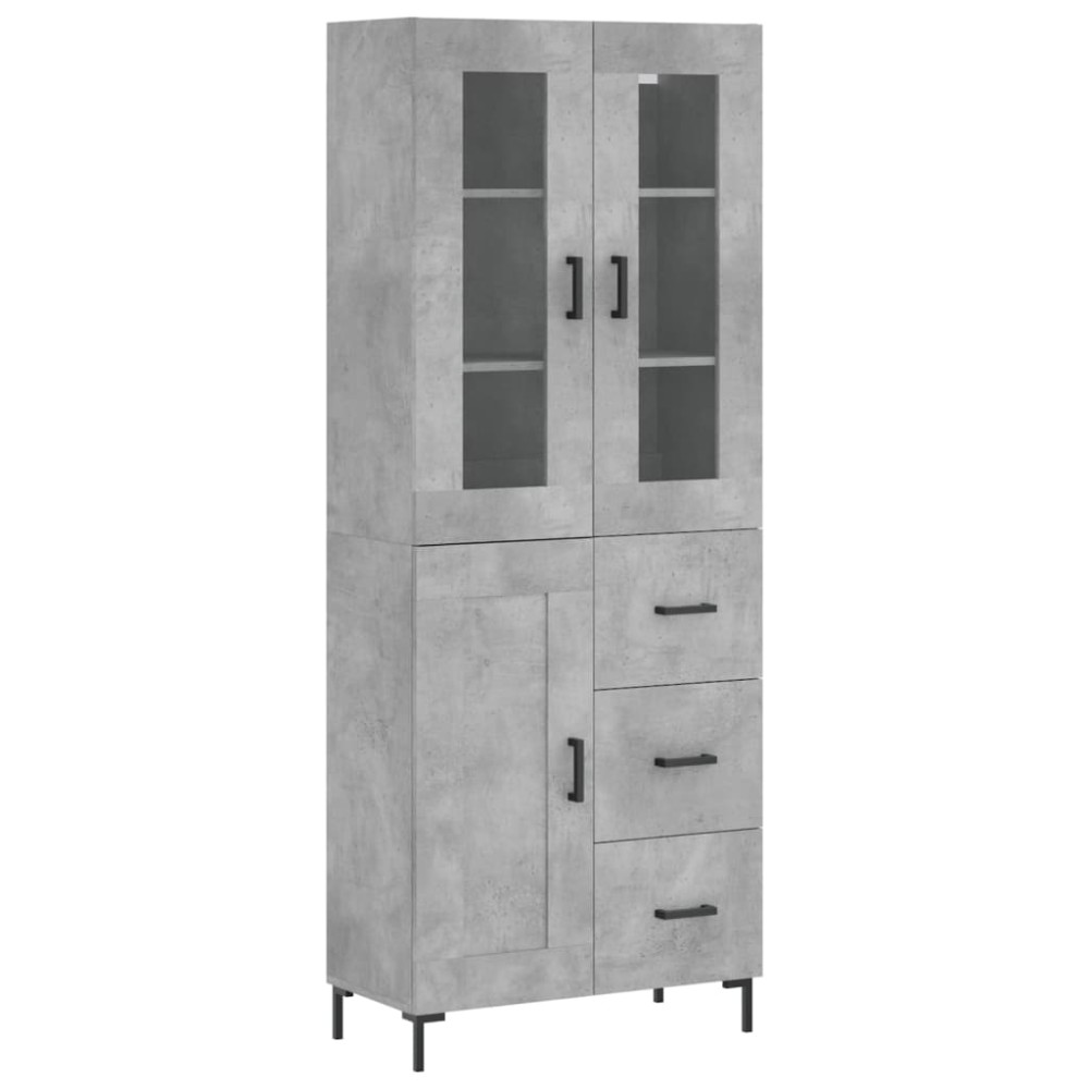 vidaXL Ντουλάπι Γκρι Σκυροδέματος 69,5x34x180 εκ. Επεξεργασμένο Ξύλο