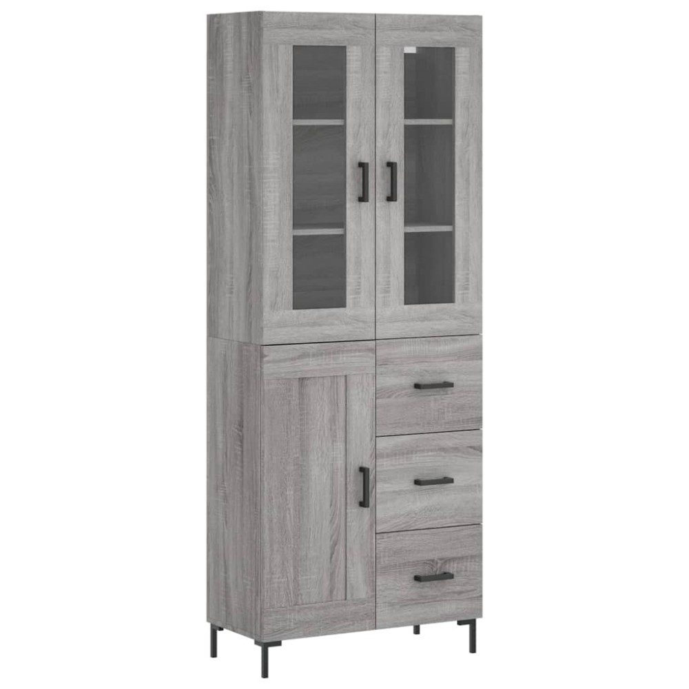 vidaXL Ντουλάπι Γκρι Sonoma 69,5 x 34 x 180 εκ. Επεξεργασμένο Ξύλο
