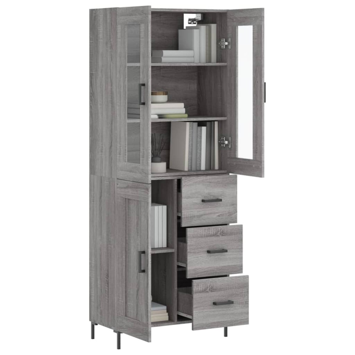 vidaXL Ντουλάπι Γκρι Sonoma 69,5 x 34 x 180 εκ. Επεξεργασμένο Ξύλο