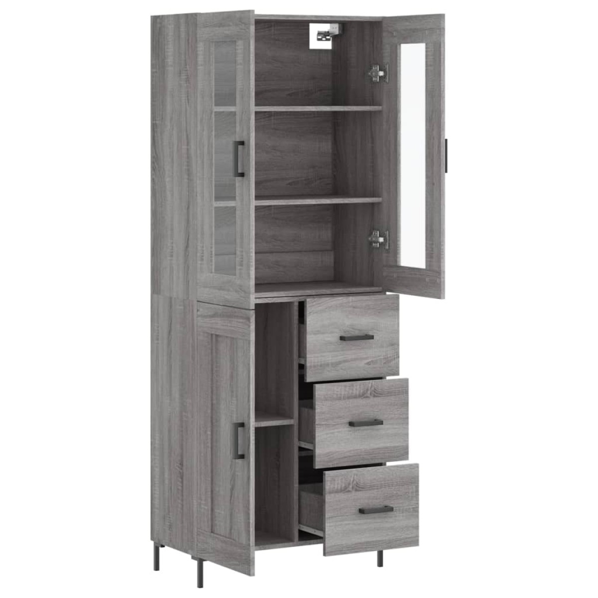 vidaXL Ντουλάπι Γκρι Sonoma 69,5 x 34 x 180 εκ. Επεξεργασμένο Ξύλο
