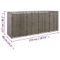vidaXL Πλαίσιο για Κάδο Απορρ. με Ρόδες Γκρι 274x80x117 εκ Συνθ. Ρατάν