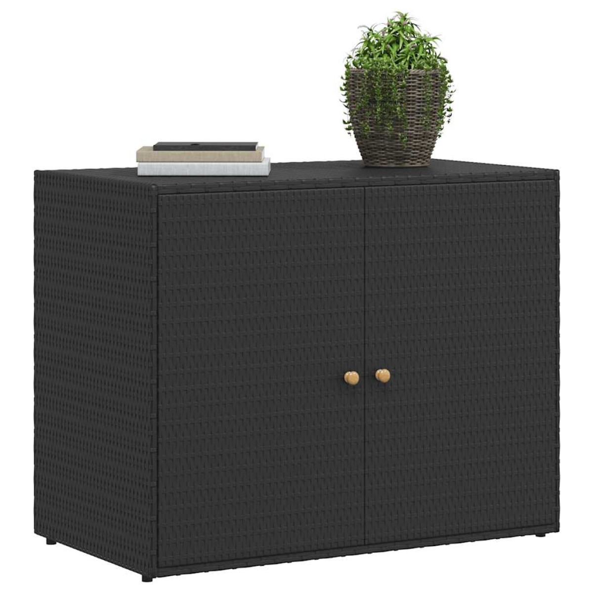 vidaXL Ντουλάπι Αποθήκευσης Κήπου Μαύρο 100x55,5x80 εκ Συνθετικό Ρατάν