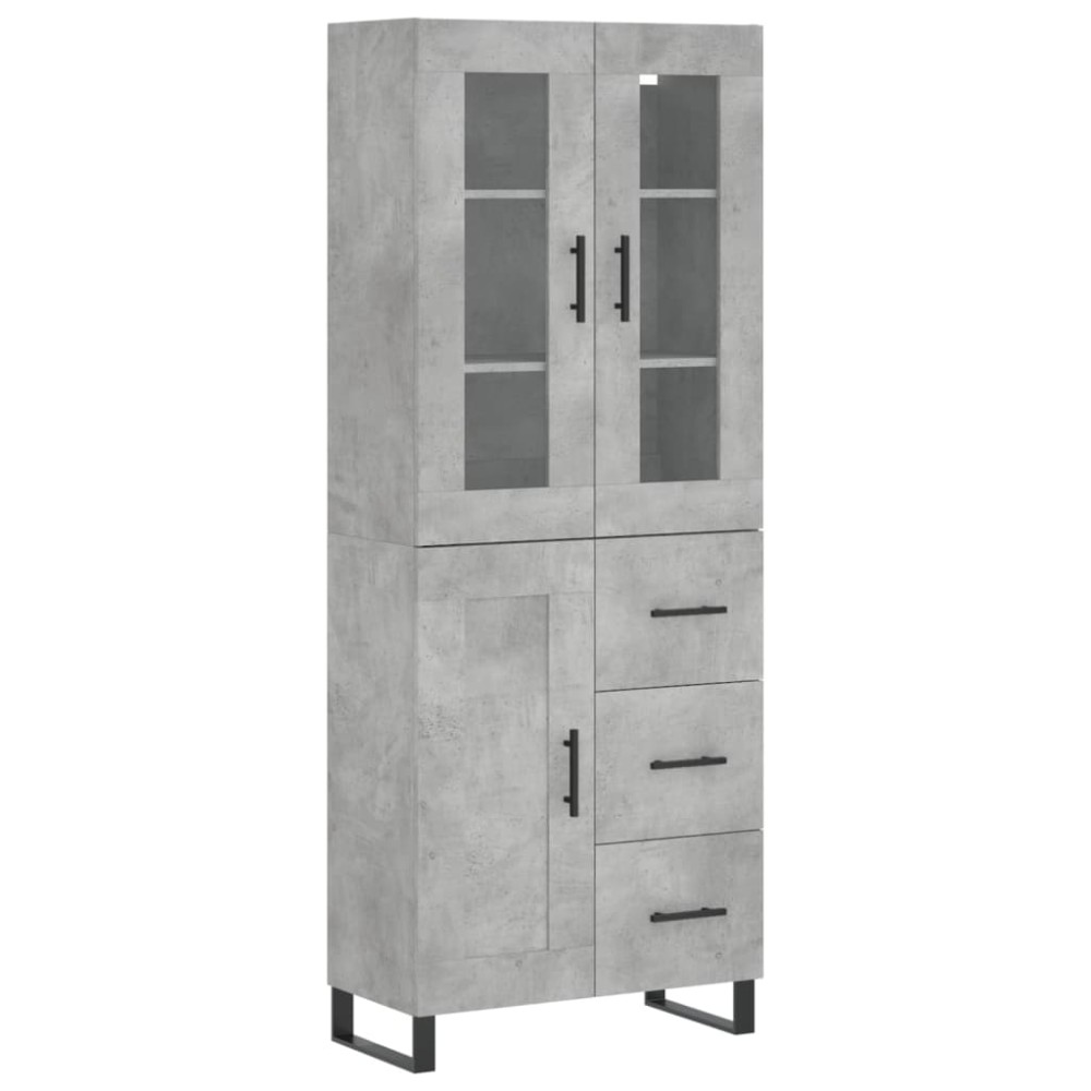vidaXL Ντουλάπι Γκρι Σκυροδέματος 69,5x34x180 εκ. Επεξεργασμένο Ξύλο