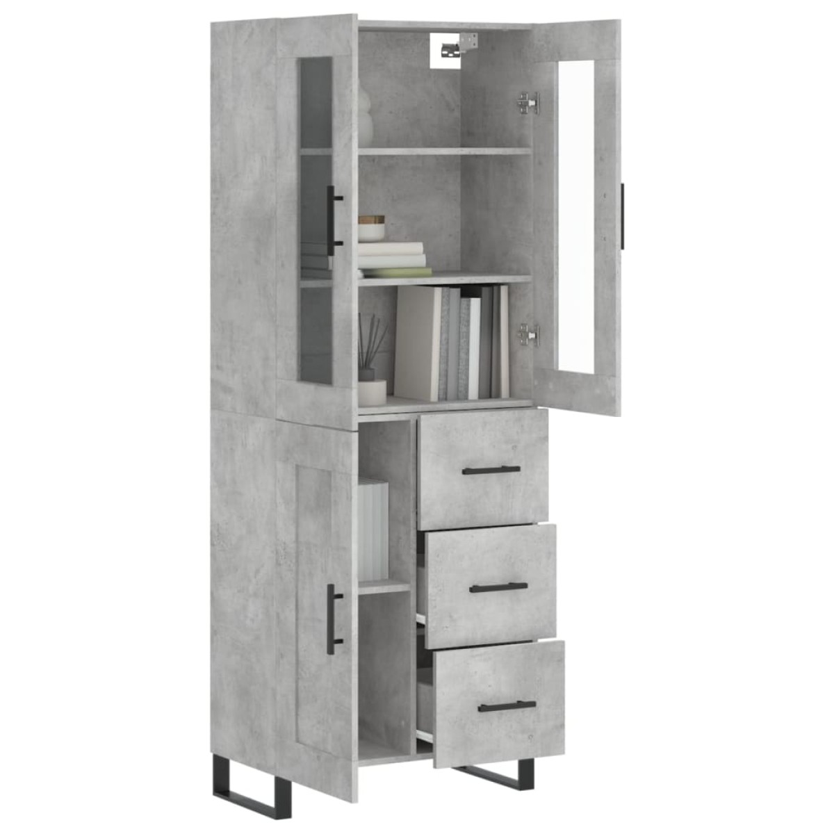 vidaXL Ντουλάπι Γκρι Σκυροδέματος 69,5x34x180 εκ. Επεξεργασμένο Ξύλο
