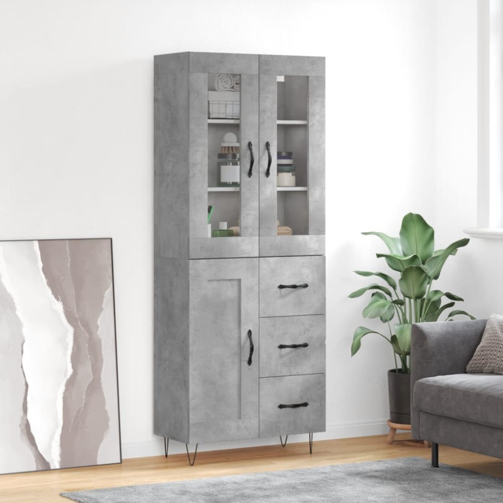 vidaXL Ντουλάπι Γκρι Σκυροδέματος 69,5x34x180 εκ. Επεξεργασμένο Ξύλο