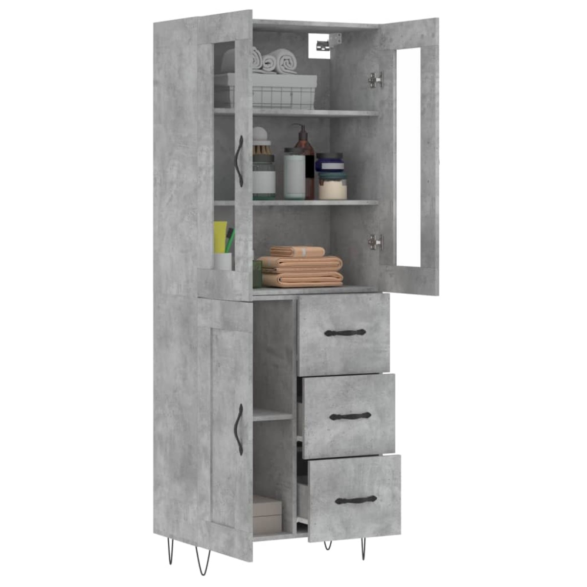 vidaXL Ντουλάπι Γκρι Σκυροδέματος 69,5x34x180 εκ. Επεξεργασμένο Ξύλο