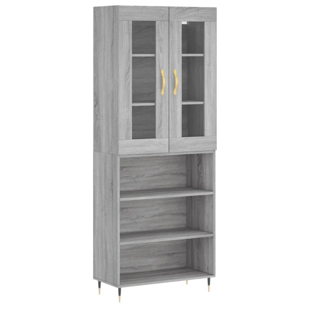 vidaXL Ντουλάπι Γκρι Sonoma 69,5 x 34 x 180 εκ. Επεξεργασμένο Ξύλο