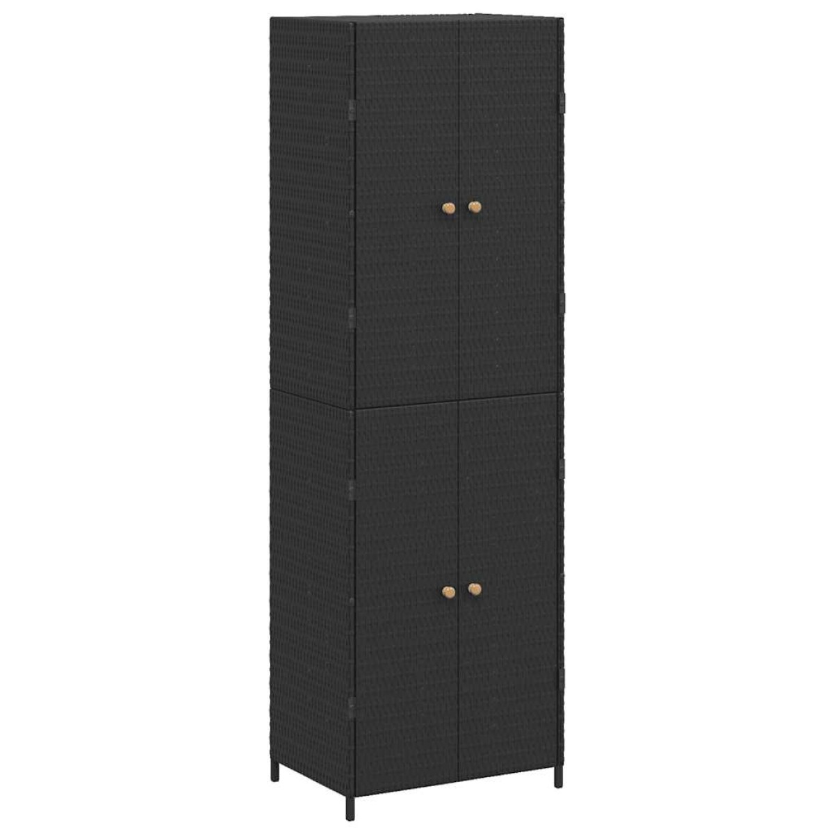 vidaXL Ντουλάπι Αποθήκευσης Κήπου Μαύρο 59x40x180 εκ. από Συνθ. Ρατάν